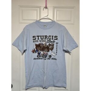 70th Anniversary Sturgis Light Blue T Shirt Sz Medium Motorcycle